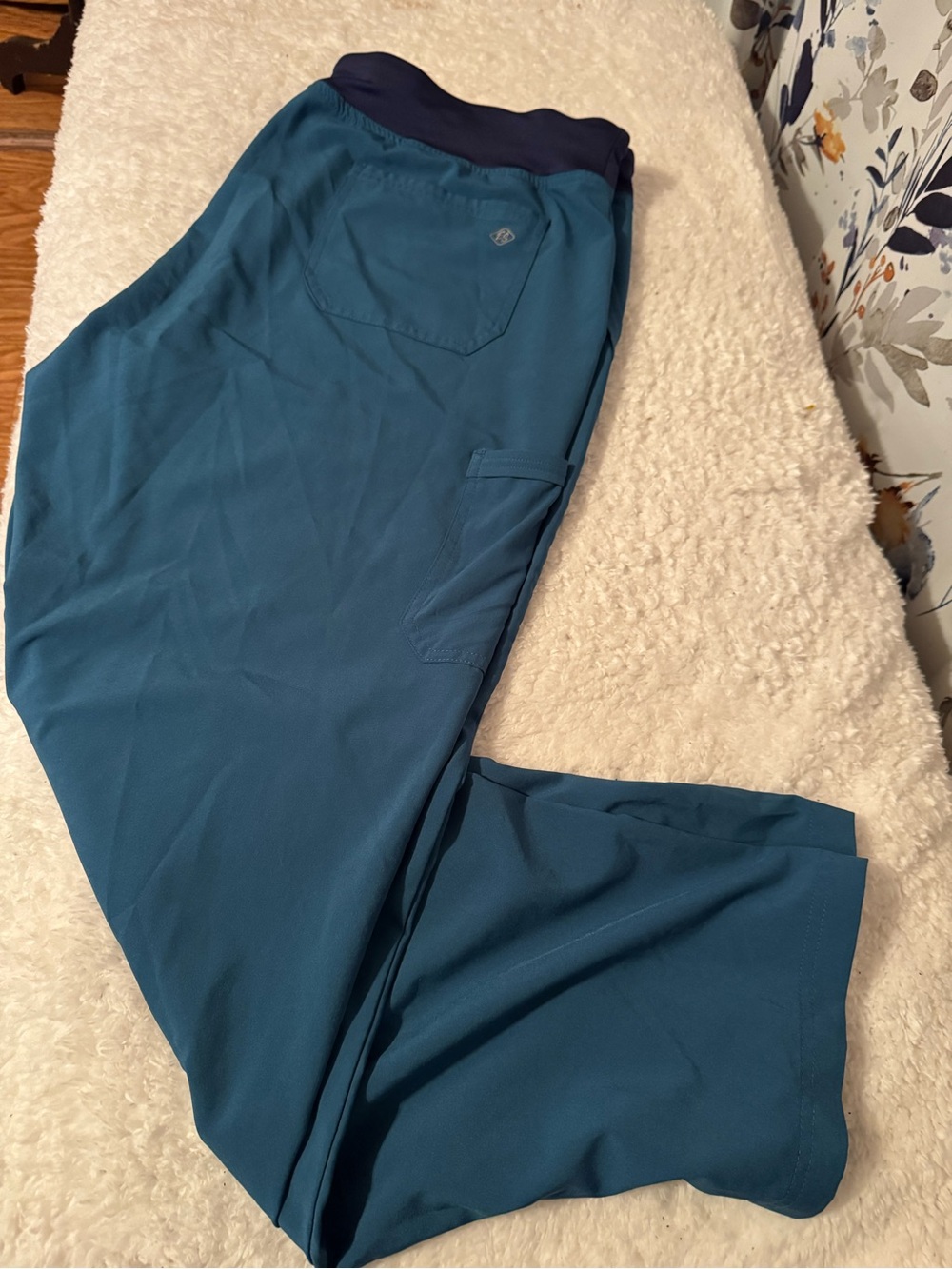Women's Teal Scrub Pants with Elastic Waistband Size 2X